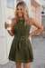 Wenrine Womens Army Green Summer Sleeveless Mini Dress