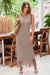 Wenrine Womens Brown Crochet Knit Dress