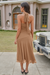 Wenrine Womens Brown Backless Formal Cocktail Maxi Dress