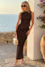 Wenrine Womens Brown 2 Piece Outfits Sleeveless
