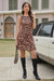 Wenrine Womens Leopard Floral Mini Dress