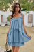 Wenrine Womens Light Blue Sleeveless Romper Dress