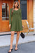 Wenrine Womens Army Green Long Sleeve T Shirt Mini Dresses
