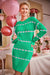 Wenrine Womens Green Heart Crewneck Bodycon Mini Dresses