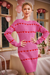 Wenrine Womens Pink Heart Crewneck Bodycon Mini Dresses