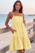 Wenrine Womens Yellow Summer Striped Mini Dress