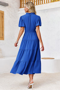 Wenrine Womens Blue Flowy Tiered  Midi Dress