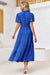 Wenrine Womens Blue Flowy Tiered  Midi Dress