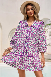 Wenrine Womens Violet Floral  Boho Beach Sundress