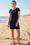 Wenrine Womens Navy Off the Shoulder Bodycon T Shirt Dresses