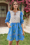 Wenrine Womens Blue Floral Puff Patchwork Shirt Dresses