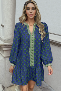 Wenrine Womens Navy Boho Babydol Mini Dress