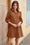 Wenrine Womens Brown 3/4 Sleeve Mini Dress
