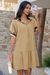 Wenrine Womens Khaki Puff Sleeve Half Zip Sweatshirt Dresses