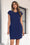 Wenrine Womens Navy Cap Sleeve Crewneck T-Shirt Dress