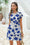 Wenrine Women's White&Blue T Shirt Flora Beach Mini Dress