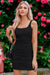 Wenrine Womens Black Ribbed Slim Bodycon Dress