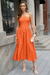 Wenrine Womens Orange Polka Dot Smocked Maxi Dresses