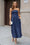 Wenrine Womens Navy Polka Dot Smocked Maxi Dresses