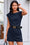 Wenrine Womens Navy Cap Sleeve Removable Belt Mini Dresses