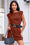 Wenrine Womens Red&Brown Cap Sleeve Removable Belt Mini Dresses