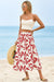 Wenrine Womens White&Red Floral High Waisted  Maxi Skirt
