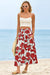 Wenrine Womens Red Floral High Waisted  Maxi Skirt