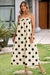 Wenrine Womens White Polka Dot Spaghetti Strap Smocked Maxi Dress