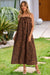 Wenrine Womens Leopard Polka Dot Spaghetti Strap Smocked Maxi Dress