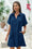 Wenrine Women's Navy Flowy Button Down Shirt Dress