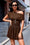 Wenrine Women's Brown Smocked Waist Mini Dress