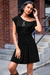 Wenrine Women's Black Smocked Waist Mini Dress
