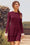Wenrine Womens Burgundy Long Sleeve Sweater Mini Dress