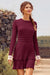 Wenrine Womens Burgundy Long Sleeve Sweater Mini Dress