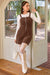 Wenrine Womens Brown Corduroy Overall Mini Dress
