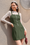 Wenrine Womens Dark Green Corduroy Overall Mini Dress