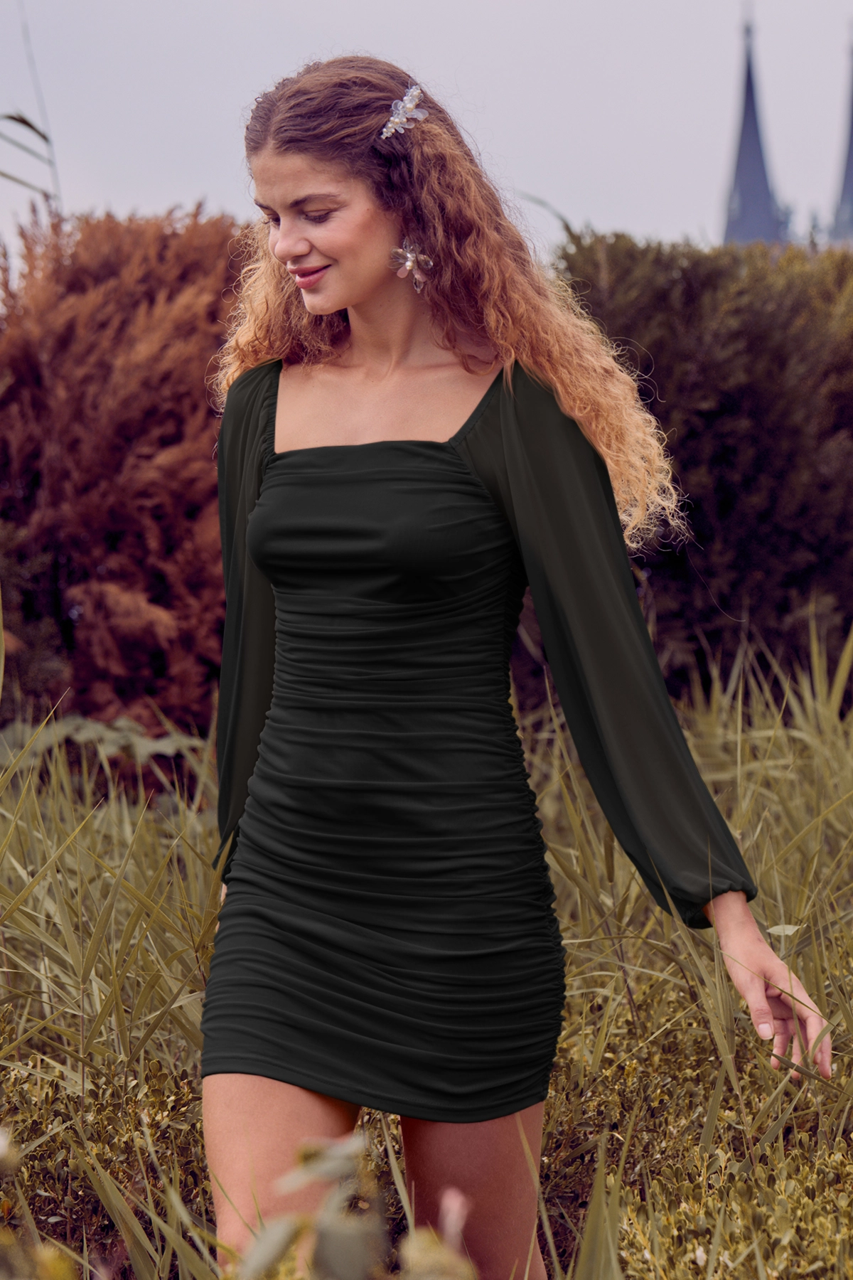 Wenrine Womens Black Bodycon Mini Dresses