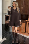 Wenrine Womens Coffee Oversized Sweatshirt Dresses