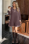 Wenrine Womens Brown Oversized Sweatshirt Dresses