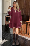 Wenrine Womens Burgundy Oversized Sweatshirt Dresses