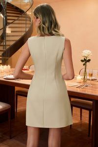 Wenrine Womens Apricot Sleeveless Mini Dress