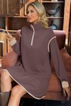 Wenrine Womens Brown Oversized Sweatshirt Dresses