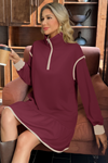 Wenrine Womens Burgundy Oversized Sweatshirt Dresses