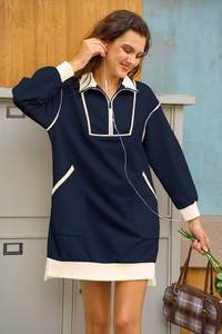 Wenrine Womens Navy Sweatshirt Dresses