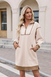 Wenrine Womens Beige Sweatshirt Dresses