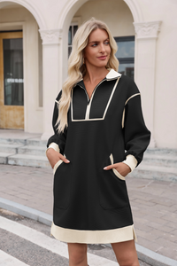 Wenrine Womens Black Sweatshirt Dresses