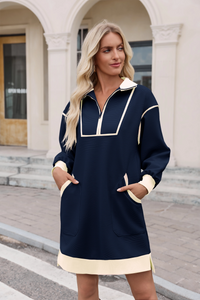 Wenrine Womens Navy Sweatshirt Dresses