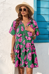 Wenrine Womens Green Floral Shirt Dresses