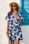 Wenrine Womens Blue Floral Shirt Dresses