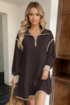Wenrine Womens Coffee Oversized Sweatshirt Dresses